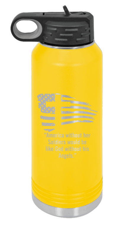 Soldiers and Angels - 32oz Water Bottle Laser Engraved- Yellow