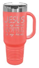 Load image into Gallery viewer, Jesus In My Heart Coffee In My Hand 40oz Handle Mug Laser Engraved
