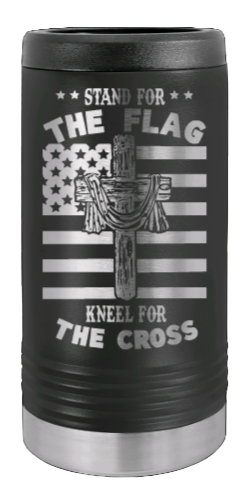 Cross Flag 3 Laser Engraved Slim Can Insulated Koosie