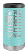 Load image into Gallery viewer, Cross Flag 3 Laser Engraved Slim Can Insulated Koosie
