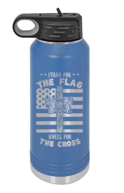 Cross Flag 3 - 32oz Water Bottle Laser Engraved- Royal Blue