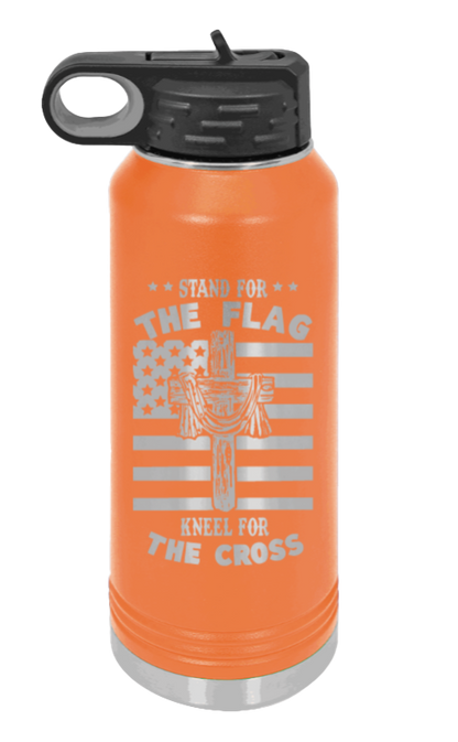 Cross Flag 3 - 32oz Water Bottle Laser Engraved- Orange
