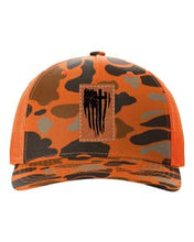 Load image into Gallery viewer, Cross Flag Leather Patch Richardson 112 Duck Camo Hat
