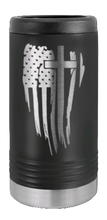 Load image into Gallery viewer, Cross Flag Laser Engraved Slim Can Insulated Koosie
