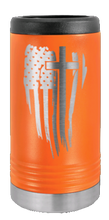 Load image into Gallery viewer, Cross Flag Laser Engraved Slim Can Insulated Koosie
