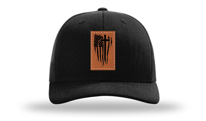 Cross Flag Leather Patch Richardson 112 Hat