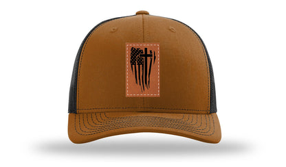 Cross Flag Leather Patch Richardson 112 Hat