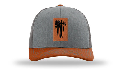 Cross Flag Leather Patch Richardson 112 Hat