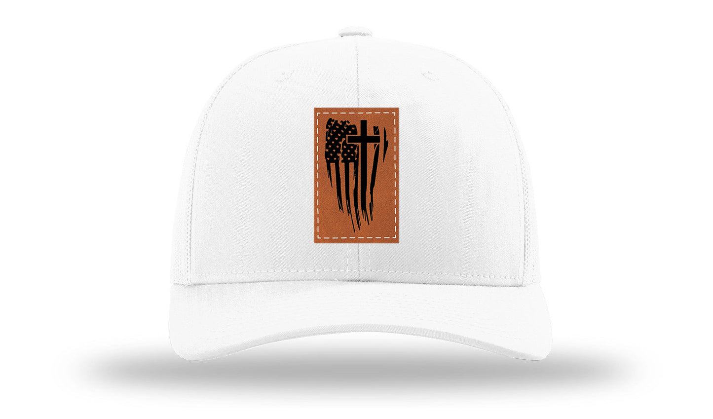 Cross Flag Leather Patch Richardson 112 Hat