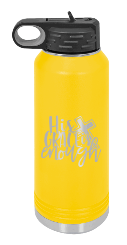His Grace Is Enough - 32oz Water Bottle Laser Engraved- Yellow