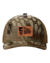 Load image into Gallery viewer, Cross Flag 2 Leather Patch Richardson 112 Duck Camo Hat
