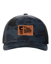 Load image into Gallery viewer, Cross Flag 2 Leather Patch Richardson 112 Duck Camo Hat
