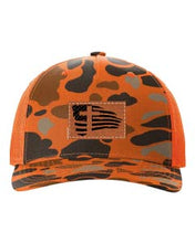 Load image into Gallery viewer, Cross Flag 2 Leather Patch Richardson 112 Duck Camo Hat
