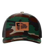 Load image into Gallery viewer, Cross Flag 2 Leather Patch Richardson 112 Duck Camo Hat
