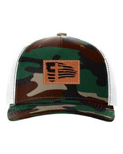 Load image into Gallery viewer, Cross Flag 2 Leather Patch Richardson 112 Duck Camo Hat
