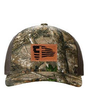 Load image into Gallery viewer, Cross Flag 2 Leather Patch Richardson 112 Duck Camo Hat
