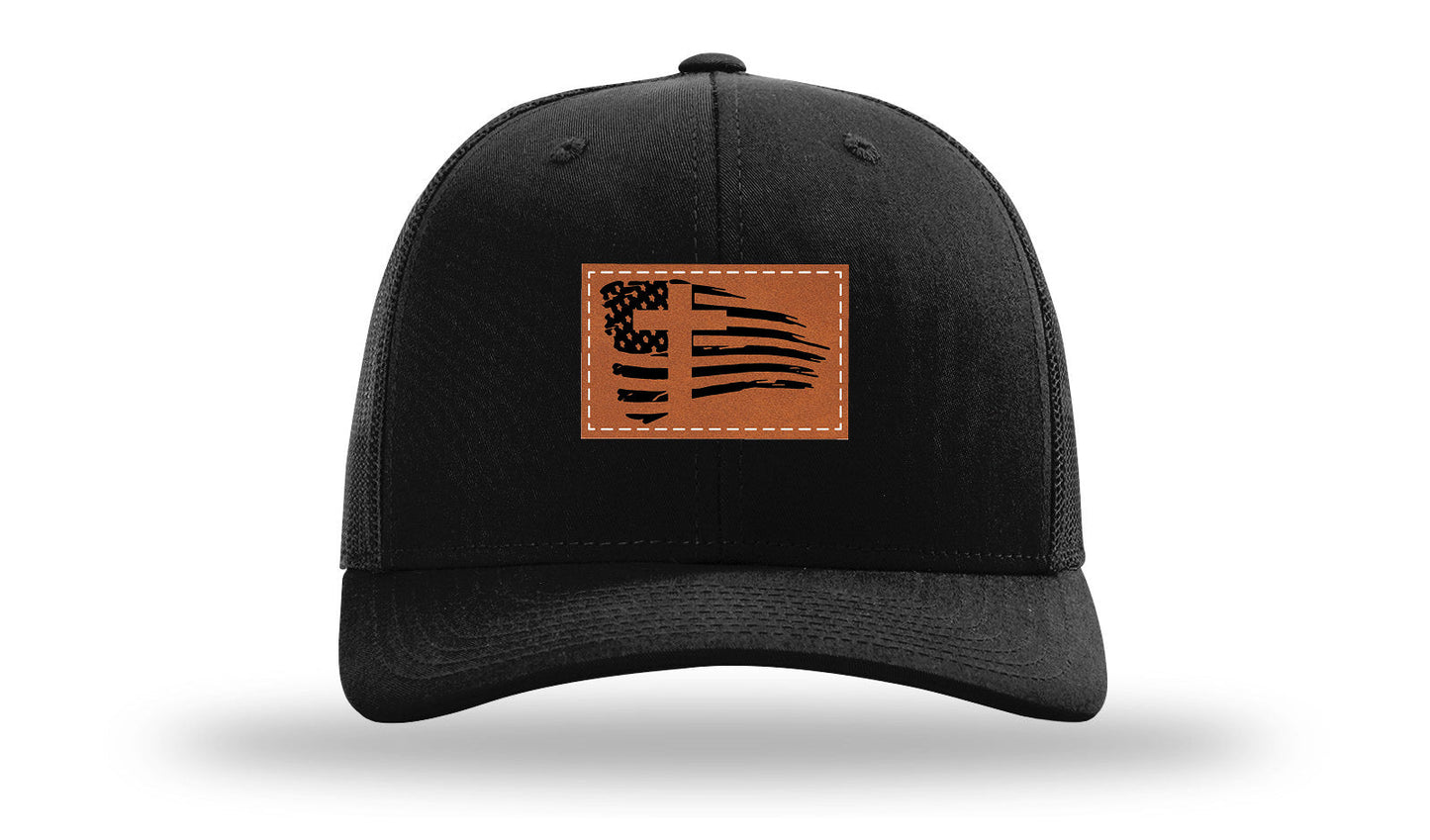 Cross Flag 2 Leather Patch Richardson 112 Hat