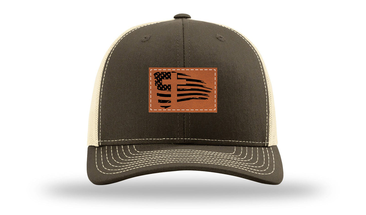 Cross Flag 2 Leather Patch Richardson 112 Hat