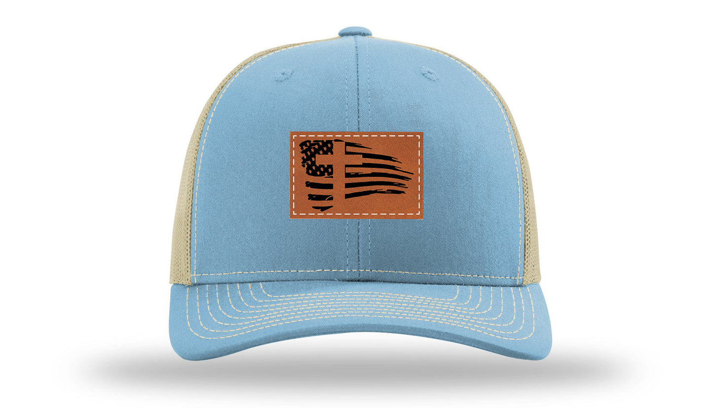 Cross Flag 2 Leather Patch Richardson 112 Hat