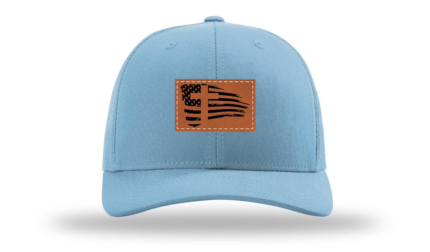 Cross Flag 2 Leather Patch Richardson 112 Hat