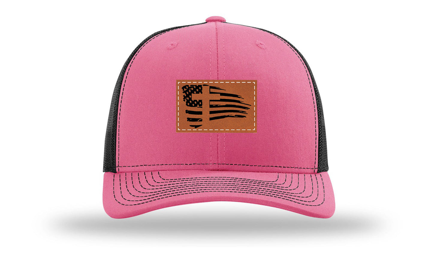 Cross Flag 2 Leather Patch Richardson 112 Hat