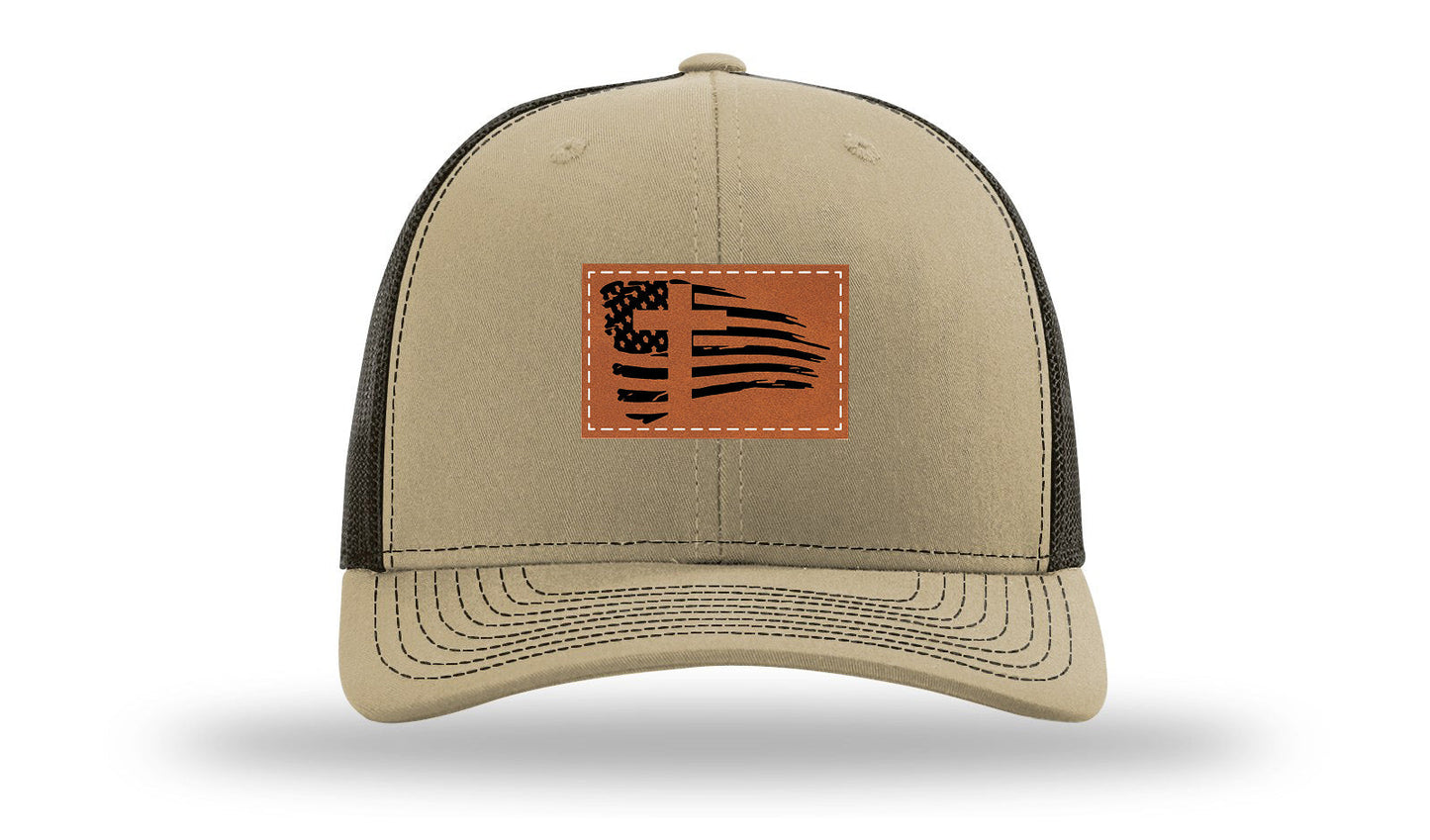 Cross Flag 2 Leather Patch Richardson 112 Hat