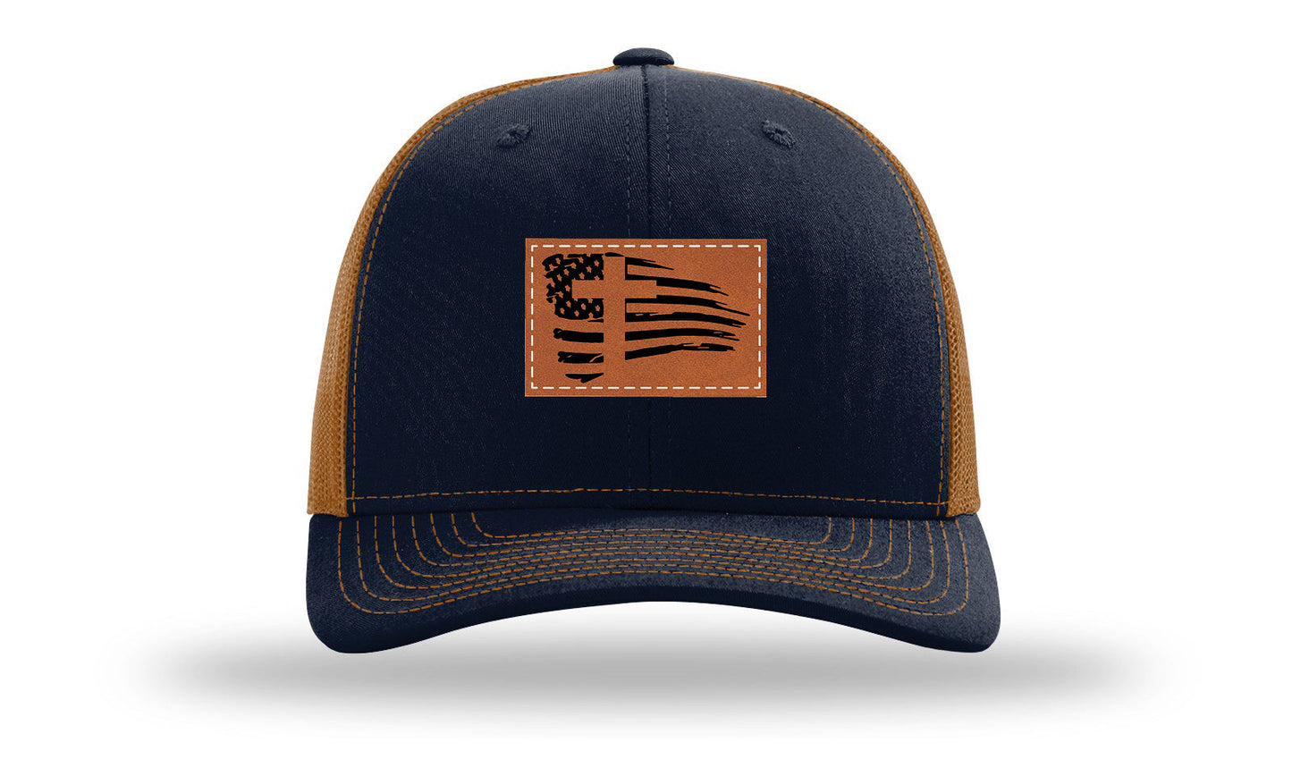 Cross Flag 2 Leather Patch Richardson 112 Hat