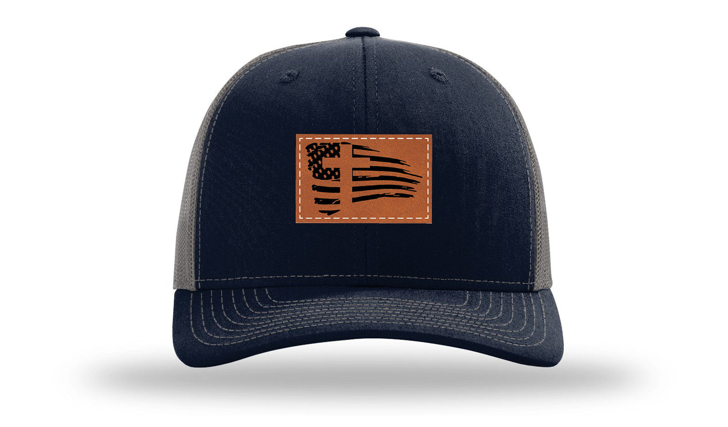 Cross Flag 2 Leather Patch Richardson 112 Hat
