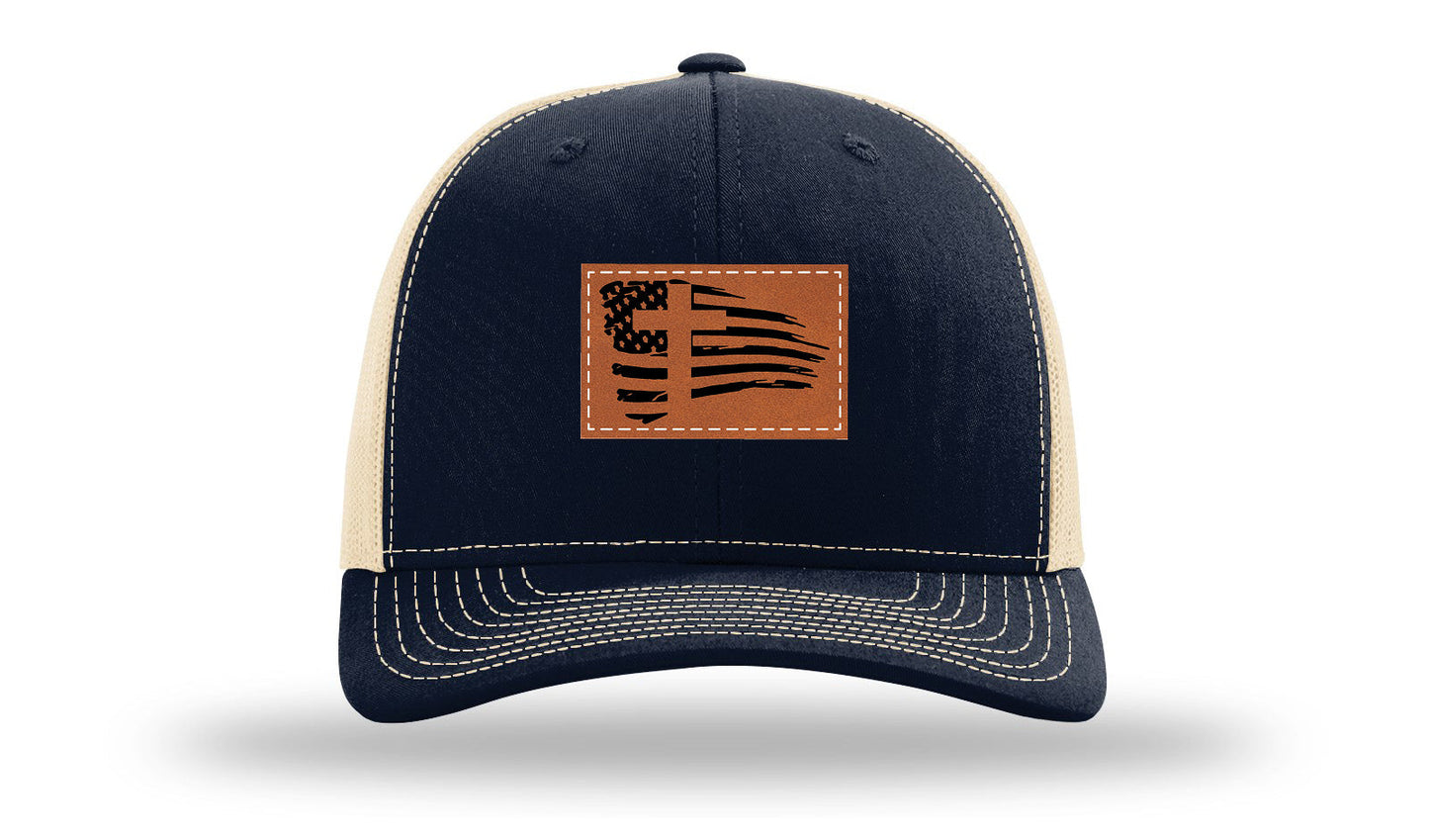 Cross Flag 2 Leather Patch Richardson 112 Hat