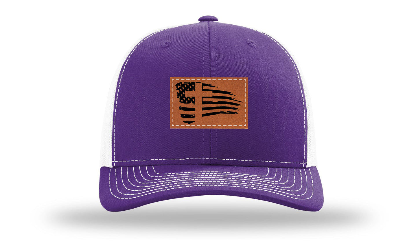 Cross Flag 2 Leather Patch Richardson 112 Hat