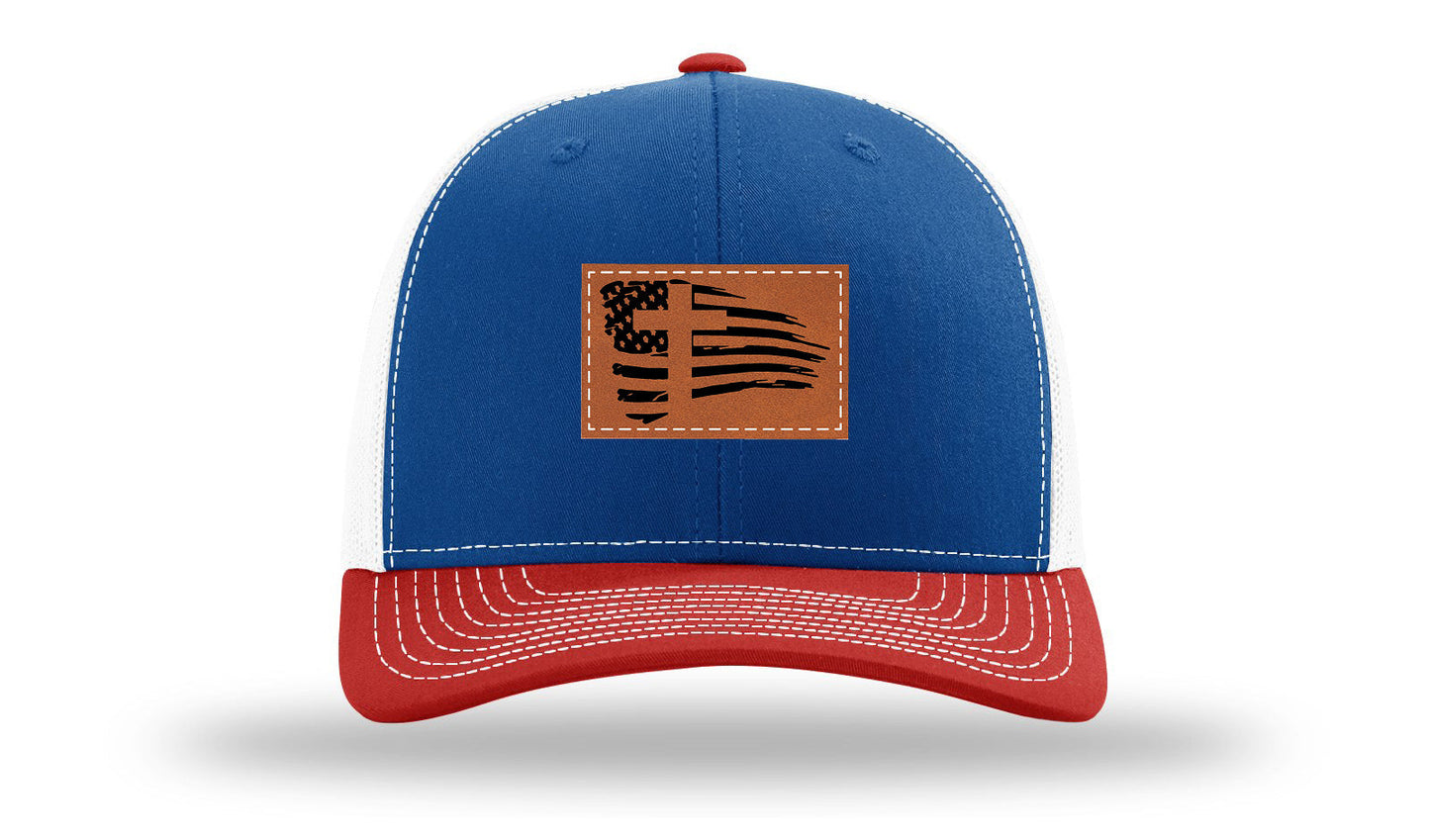 Cross Flag 2 Leather Patch Richardson 112 Hat