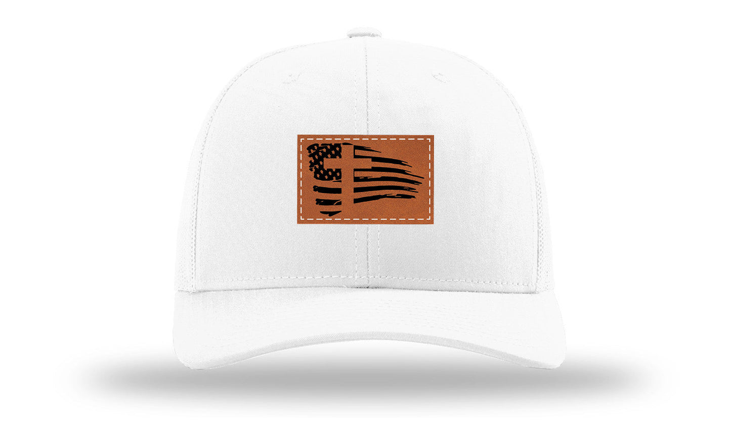 Cross Flag 2 Leather Patch Richardson 112 Hat