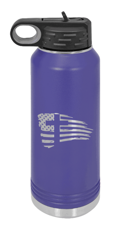 Cross Flag 2 - 32oz Water Bottle Laser Engraved- Purple