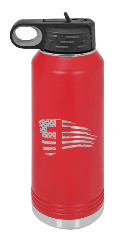 Cross Flag 2 - 32oz Water Bottle Laser Engraved- Red