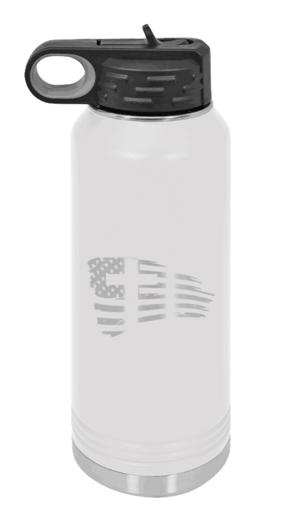 Cross Flag 2 - 32oz Water Bottle Laser Engraved- White