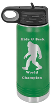 Load image into Gallery viewer, Sasquatch Hide And Seek World Champion Laser Engraved Water Bottle
