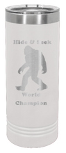 Load image into Gallery viewer, Sasquatch Hide and Seek World Champion Laser Engraved Skinny Tumbler (Etched)
