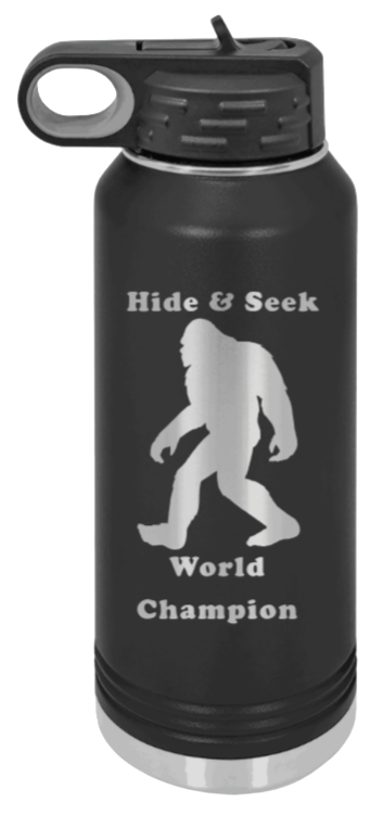 Hide and Seek Champion - 32oz Water Bottle Laser Engraved- Black