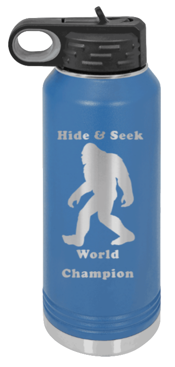 Hide and Seek Champion - 32oz Water Bottle Laser Engraved- Royal Blue