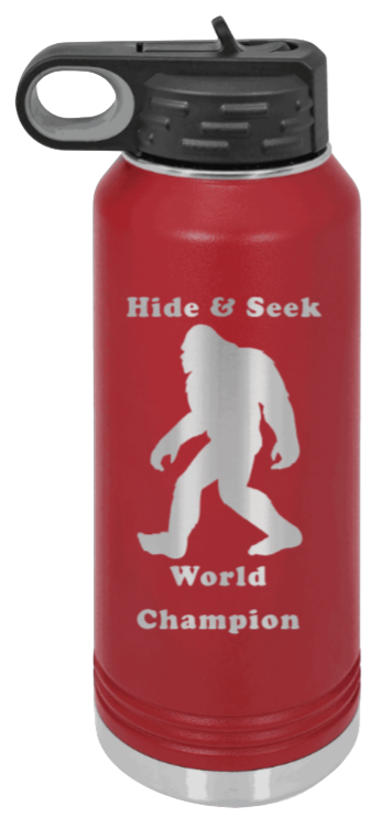 Hide and Seek Champion - 32oz Water Bottle Laser Engraved- Maroon