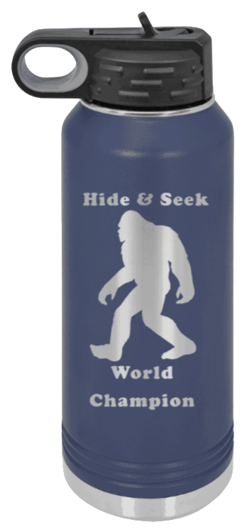 Hide and Seek Champion - 32oz Water Bottle Laser Engraved- Navy