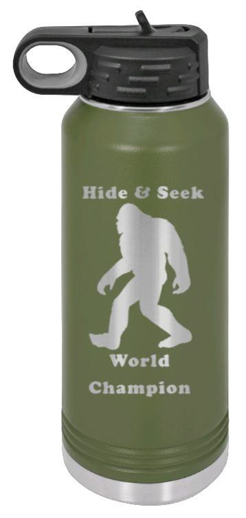 Hide and Seek Champion - 32oz Water Bottle Laser Engraved- Olive
