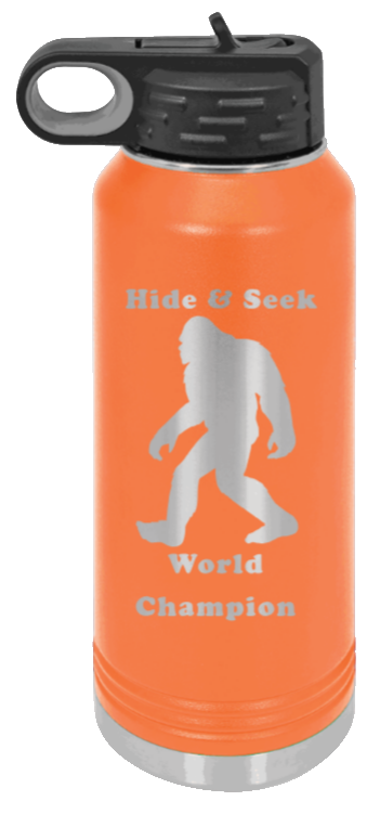 Hide and Seek Champion - 32oz Water Bottle Laser Engraved- Orange
