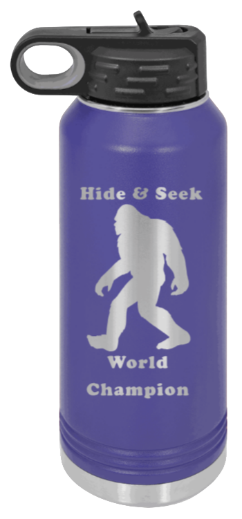 Hide and Seek Champion - 32oz Water Bottle Laser Engraved- Purple