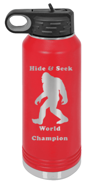 Hide and Seek Champion - 32oz Water Bottle Laser Engraved- Red