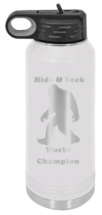 Hide and Seek Champion - 32oz Water Bottle Laser Engraved- White