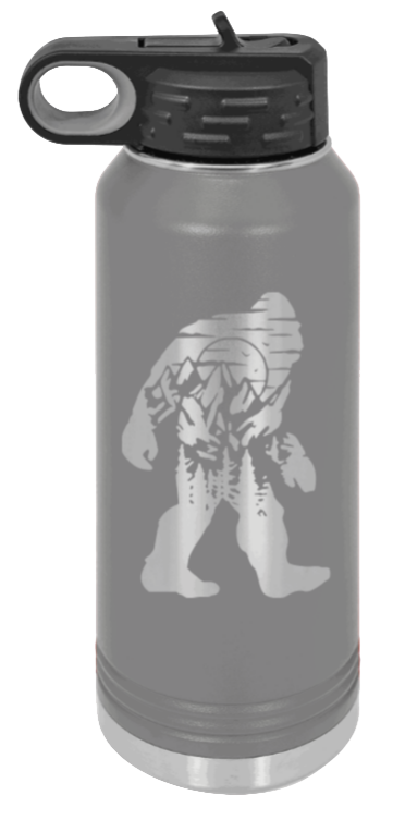 Sasquatch - 32oz Water Bottle Laser Engraved- Dark Grey