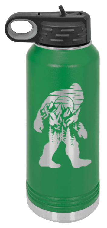 Sasquatch - 32oz Water Bottle Laser Engraved- Green