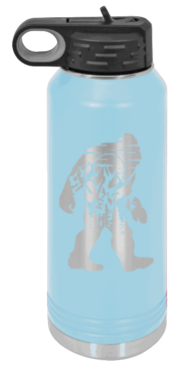Sasquatch - 32oz Water Bottle Laser Engraved- Light Blue