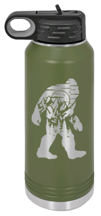 Sasquatch - 32oz Water Bottle Laser Engraved- Olive